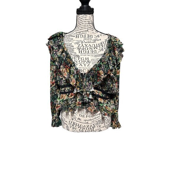 Free People Rudi Ruffled Crop Top Multi Floral Size S Trendy event whimsical‎ - Picture 1 of 7